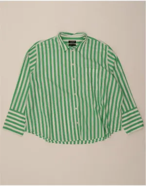 J. CREW Womens Shirt US 24 4XL Green Striped Cotton Textured Finish High-End Finish