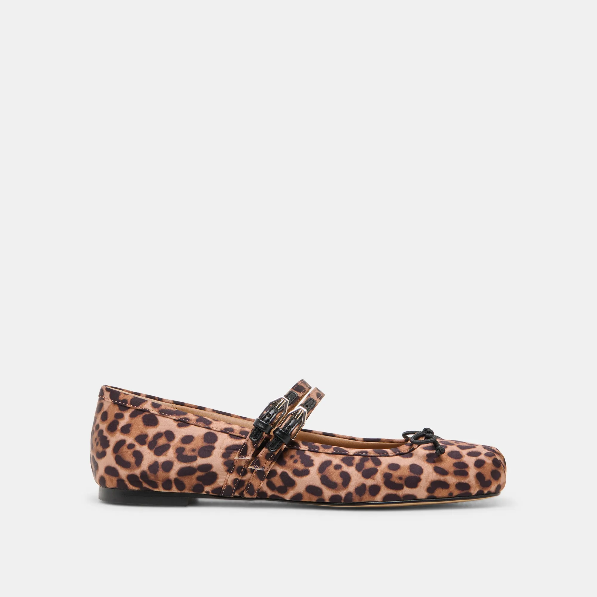 GIBSEN BALLET FLATS DK LEOPARD SATIN Cozy Shoes Padded