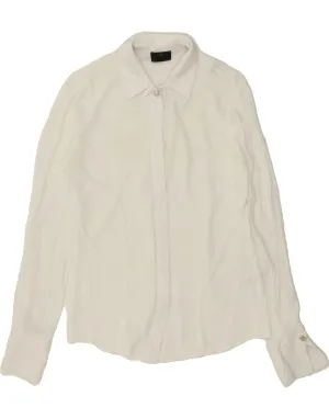 ELISABETTA FRANCHI Womens Shirt Blouse IT 40 Small White Viscose Temperature Regulating Moisture wicking
