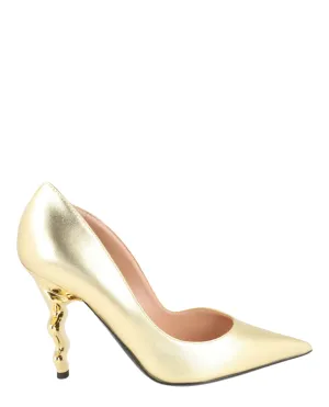 Embellished Metallic Sculpted-Heel Pumps