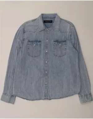Urban Trend Button front REPLAY Womens Denim Shirt UK 22 3XL Blue Cotton