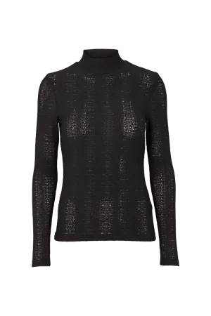 Suvi T-neck - Black Embroidered Details Relaxed and Comfy