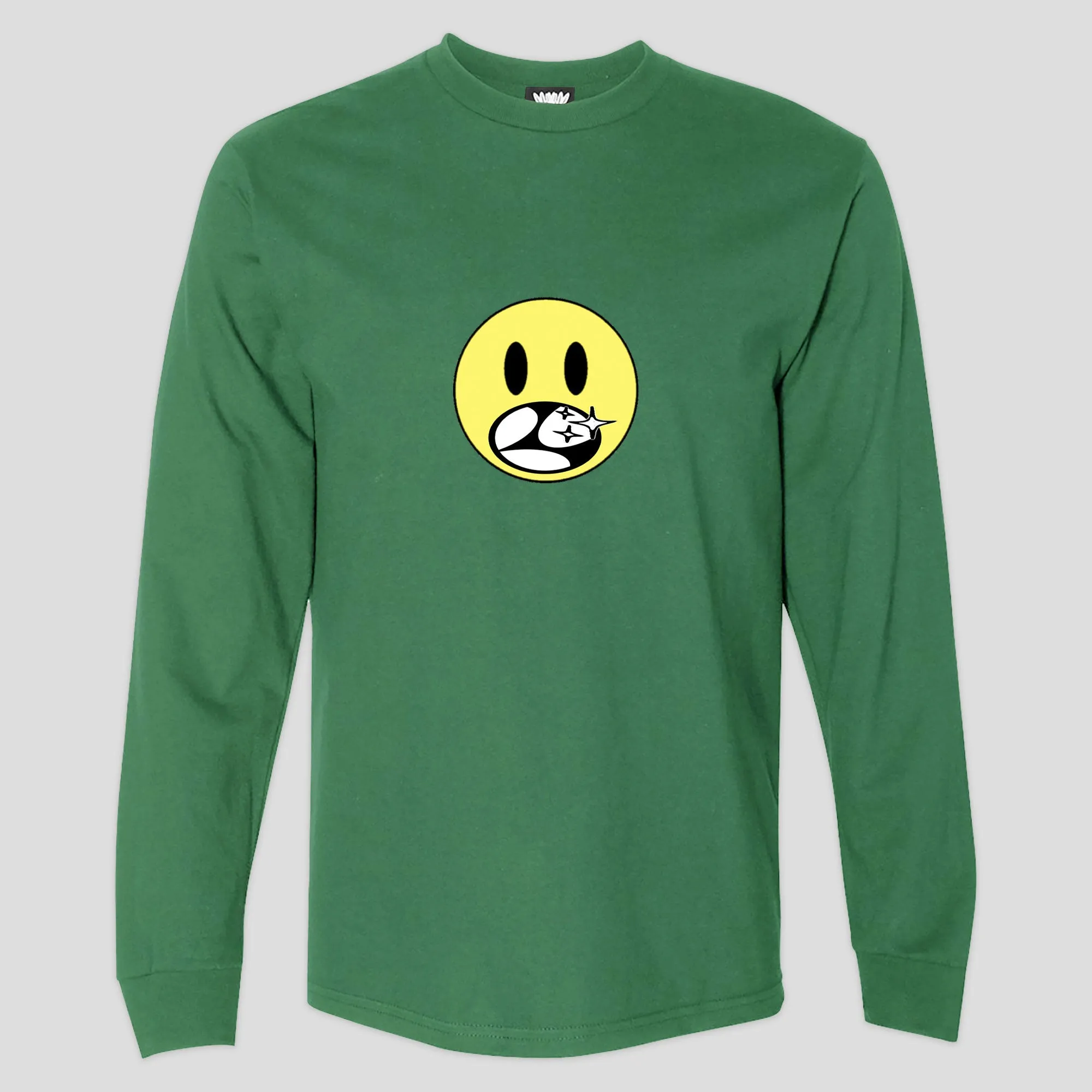 Limosine Happy Face Long-sleeve Tee - Green Comfortable Casual