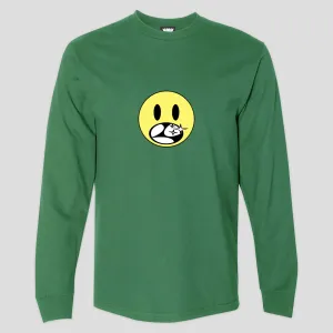 Limosine Happy Face Long-sleeve Tee - Green Comfortable Casual