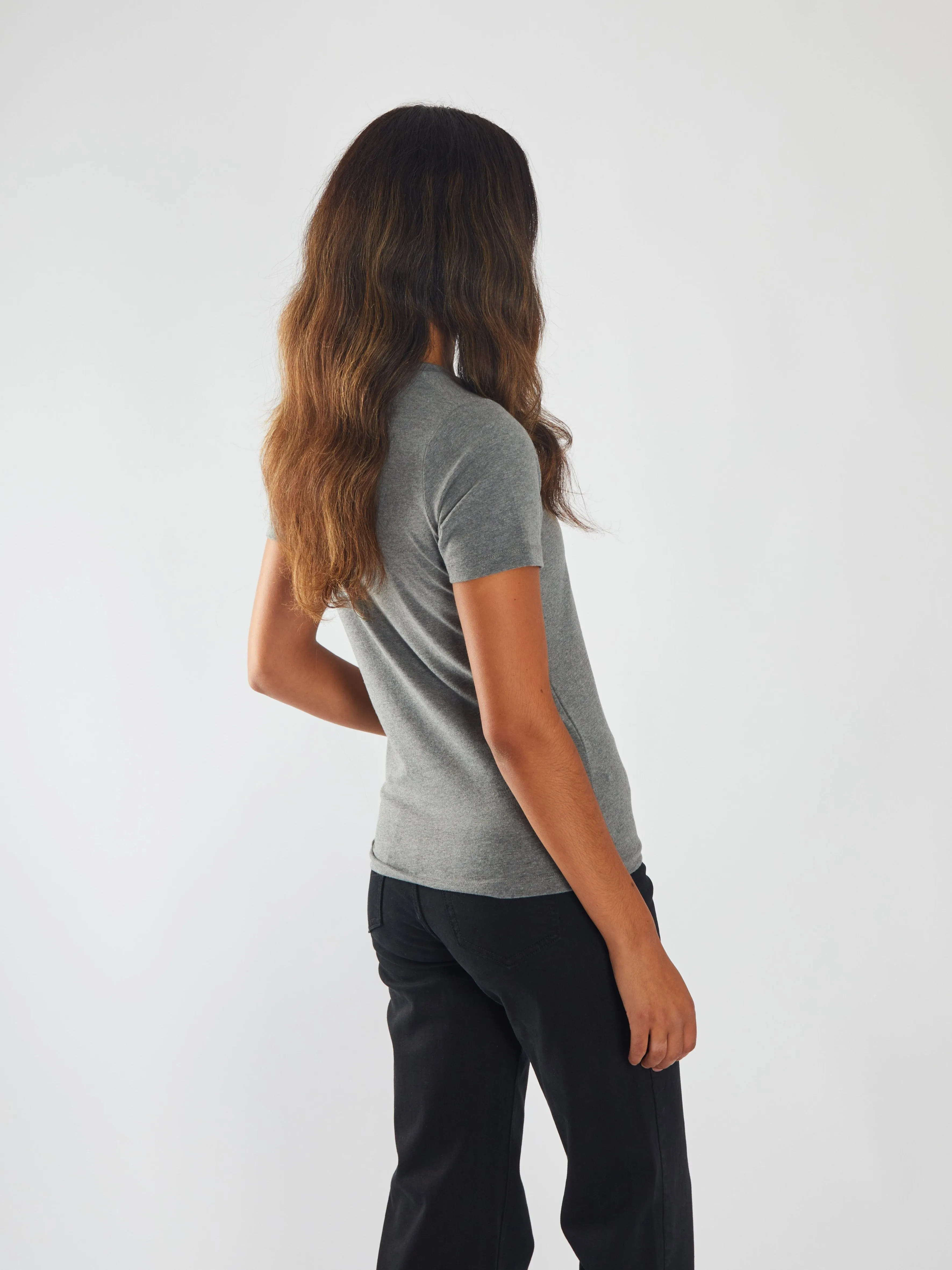 Megan Tee Grey Pebble Heathered Fabric Casual Everyday