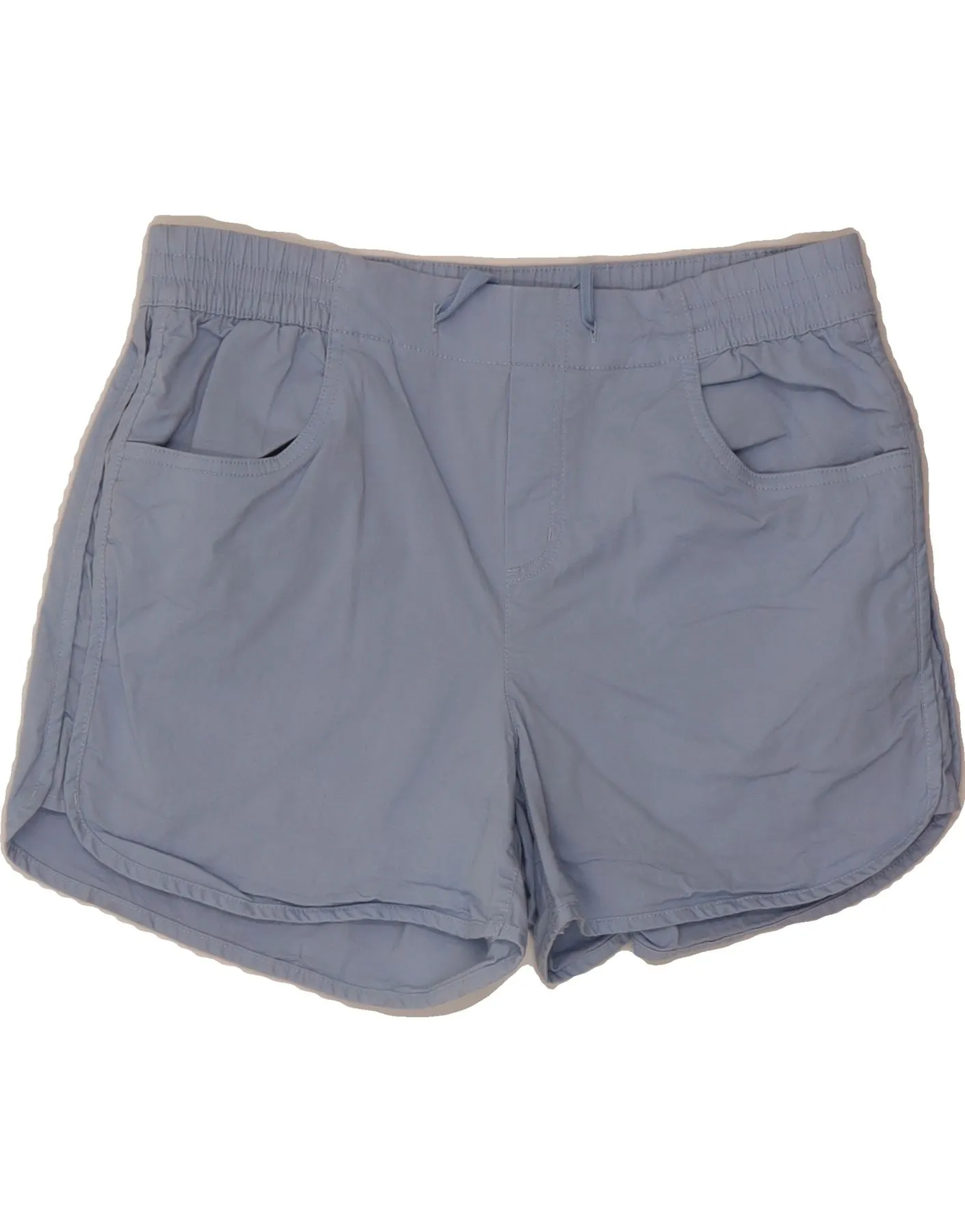 Tailored Fit EDDIE BAUER Womens Casual Shorts US 12 Large W34  Blue Cotton