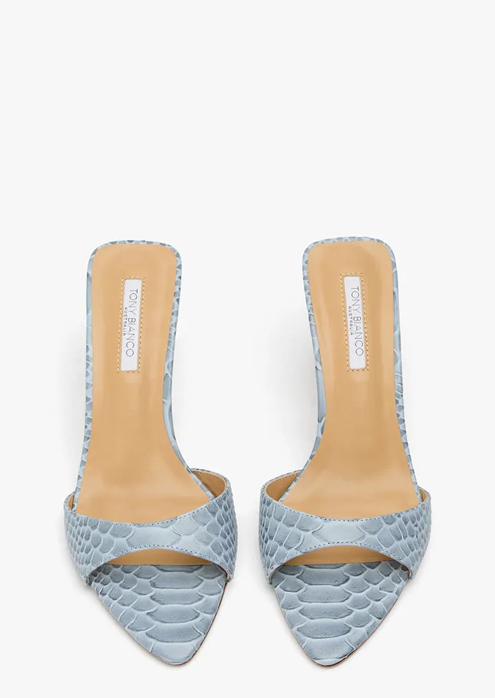Hallie Denim Python Formal Pumps Sharp Look