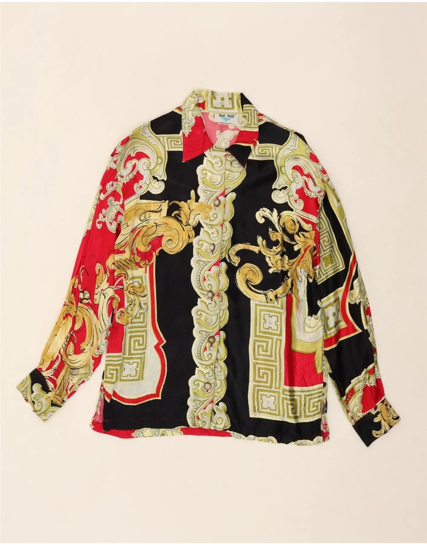 VINTAGE Womens Shirt Blouse UK 14 Medium Multicoloured Paisley Viscose Everyday Essential