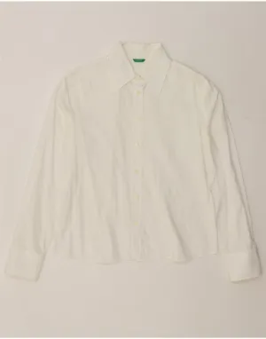 BENETTON Womens Shirt UK 16 Large White Trendy Fashion Plus size option