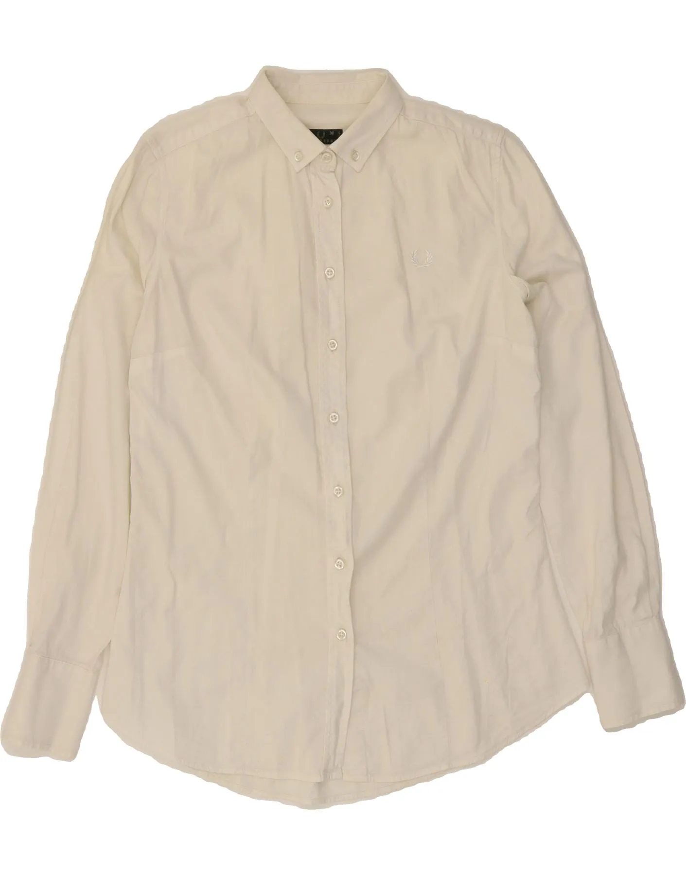 FRED PERRY Womens Shirt UK 14 Medium White Cotton Poolside Lounge bohemian flair