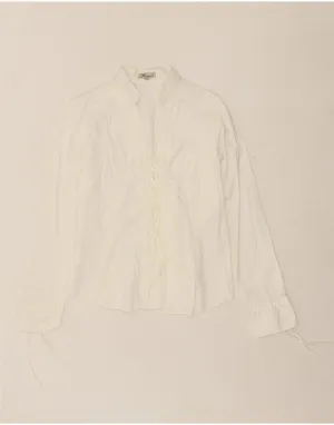VINTAGE Womens Shirt Blouse UK 18 XL White Cotton Smooth Finish