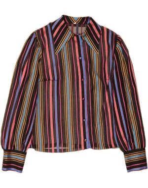 TREVIRA Womens Shirt Blouse IT 46 Large Multicoloured Striped Polyester Wrinkle Resistant Finish