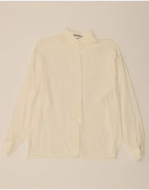 VINTAGE Womens Shirt Blouse IT 44 Medium Off White Acetate Fashion Forward