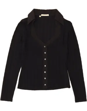 VINTAGE Womens Shirt Blouse IT 42 Medium Black Polyamide Athletic Look Thermal regulation