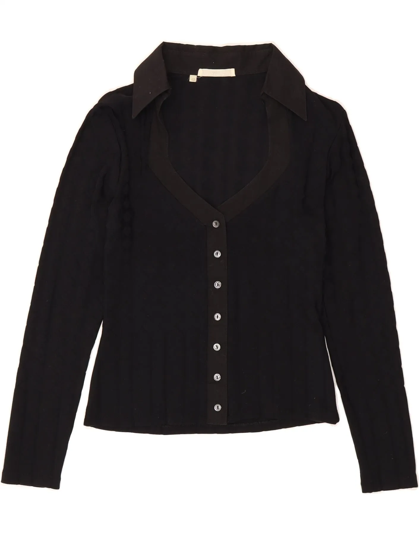 VINTAGE Womens Shirt Blouse IT 42 Medium Black Polyamide Athletic Look Thermal regulation