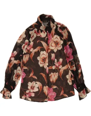 Layered Look Travel-friendly VINTAGE Womens Shirt Blouse IT 44 Medium Black Floral Polyester