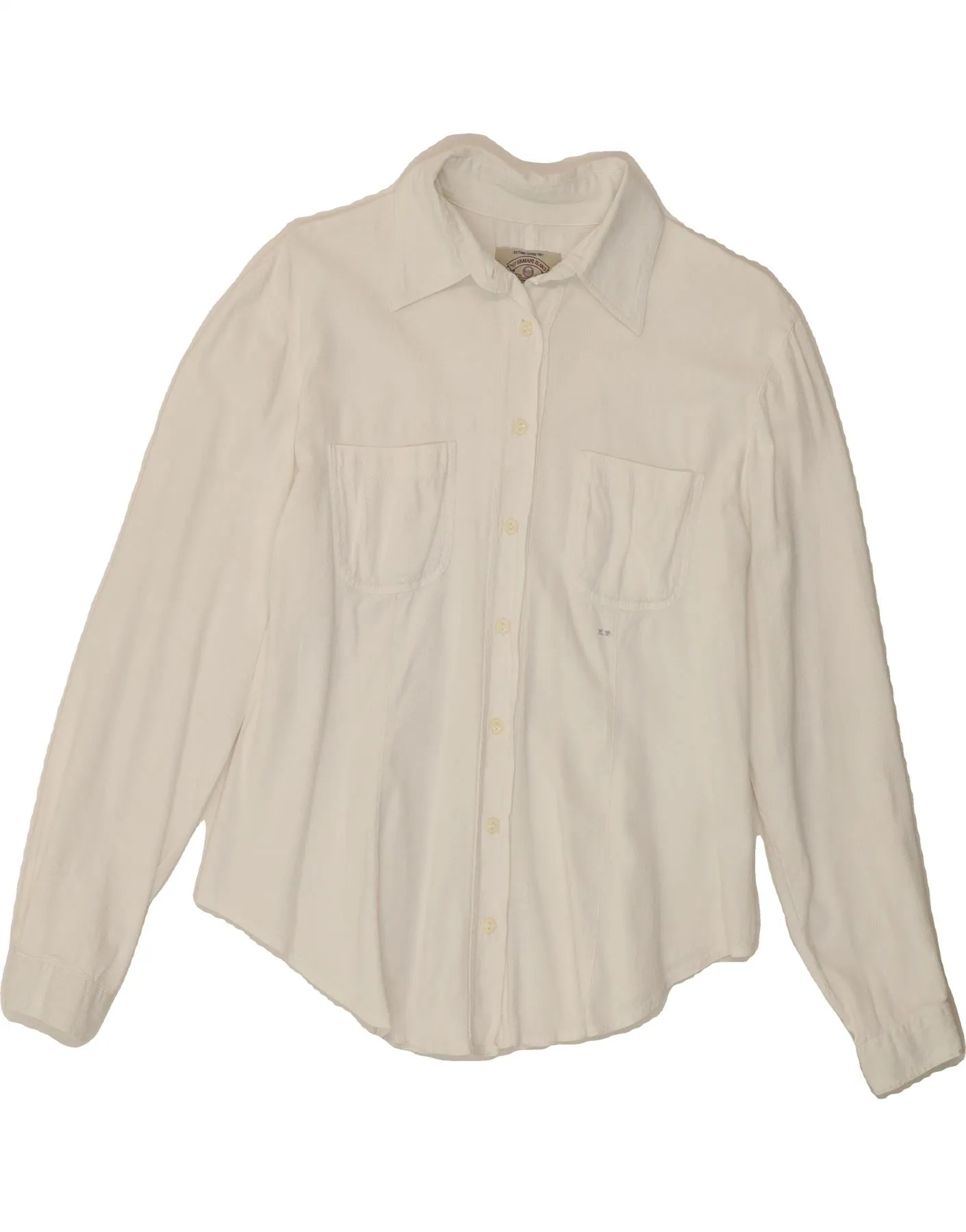 ARMANI JEANS Womens Shirt UK 14 Medium White Cotton Minimalist fashion Festival Fashion