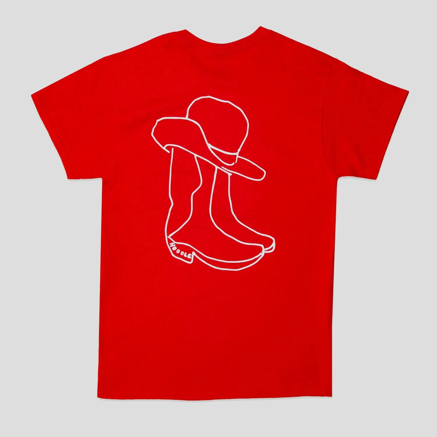 HODDLE "LONE RANGER" TEE RED Wide Neck Opening Layered Hem Detail