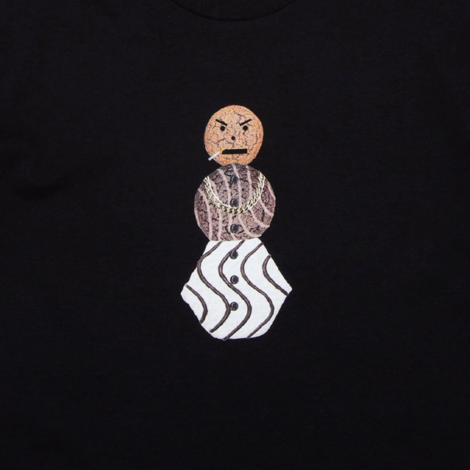Quartersnacks Front Snackman Tee - Black Fresh and Cool Relaxed Vibes