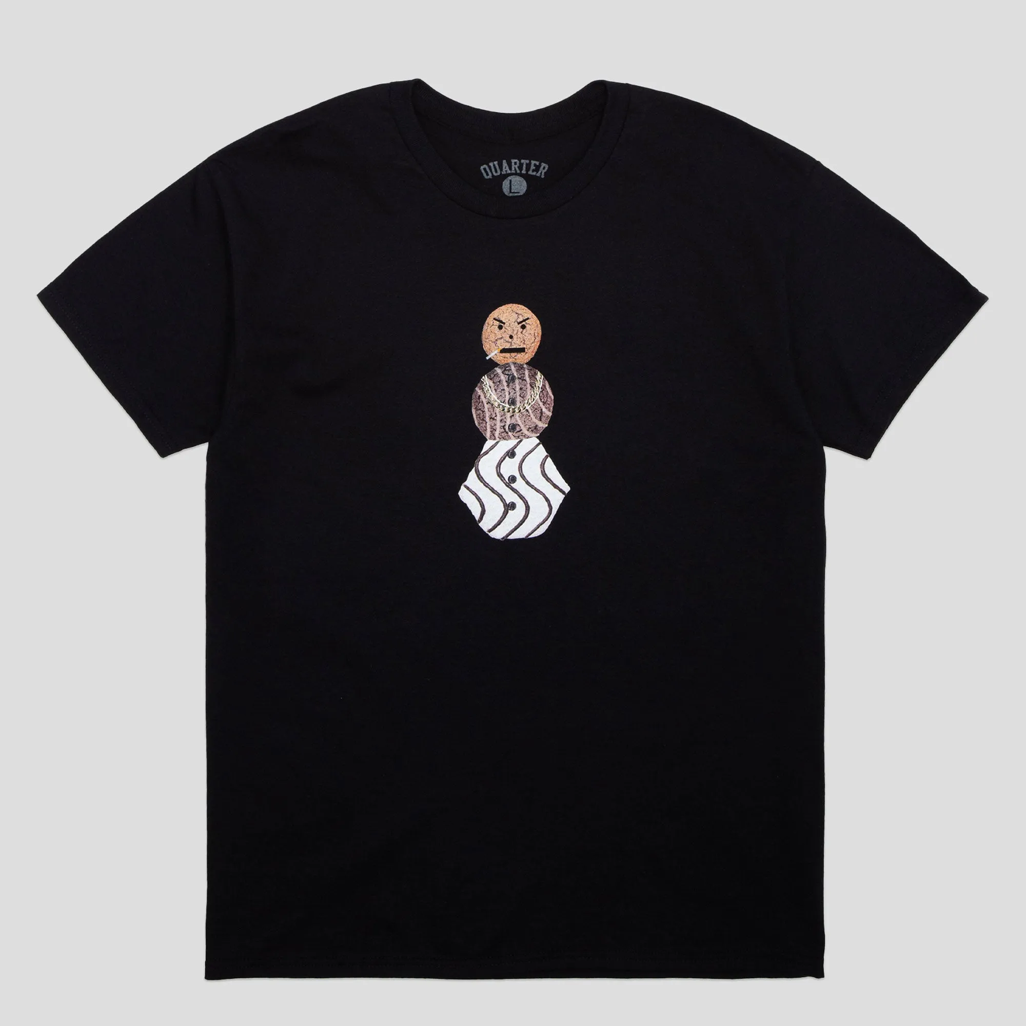 Quartersnacks Front Snackman Tee - Black No-Fuss Design