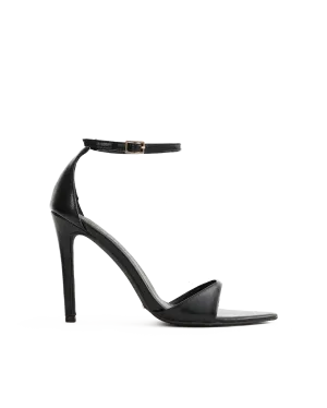 Wide Fit Heels Soft Texture QUEENA - BLACK SHINE