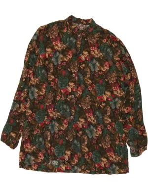 tall size Compact Fold Design VINTAGE Womens Shirt Blouse UK 14 Large Multicoloured Floral