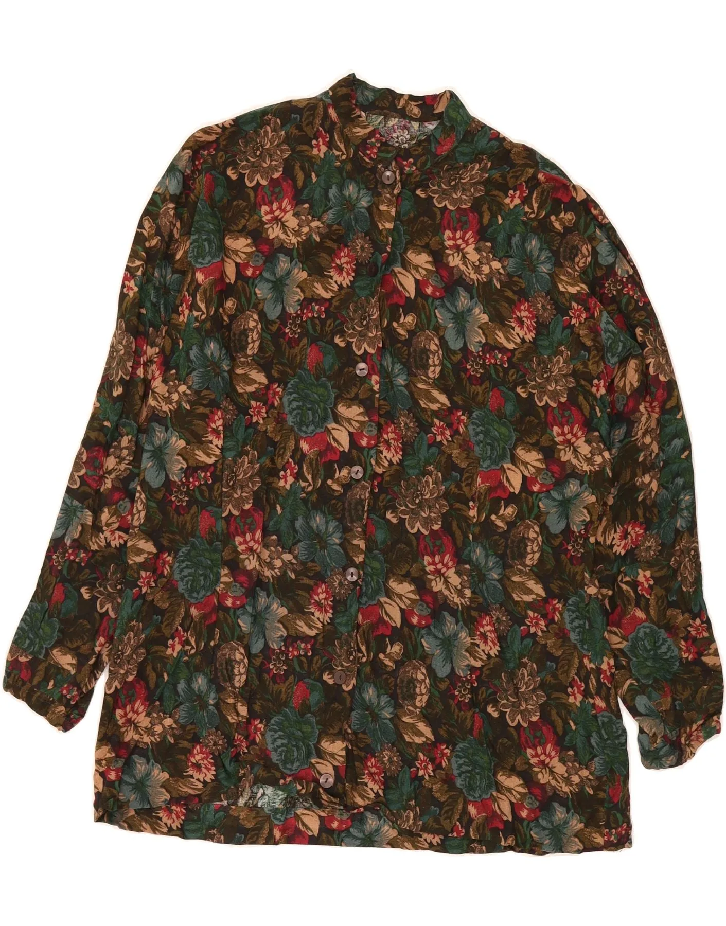 tall size Compact Fold Design VINTAGE Womens Shirt Blouse UK 14 Large Multicoloured Floral