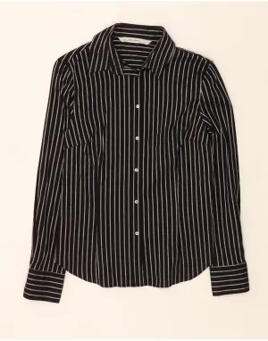 Anti Odor Treatment Flexible Shoulder Panels ZARA Womens Shirt UK 14 Large Black Pinstripe Cotton