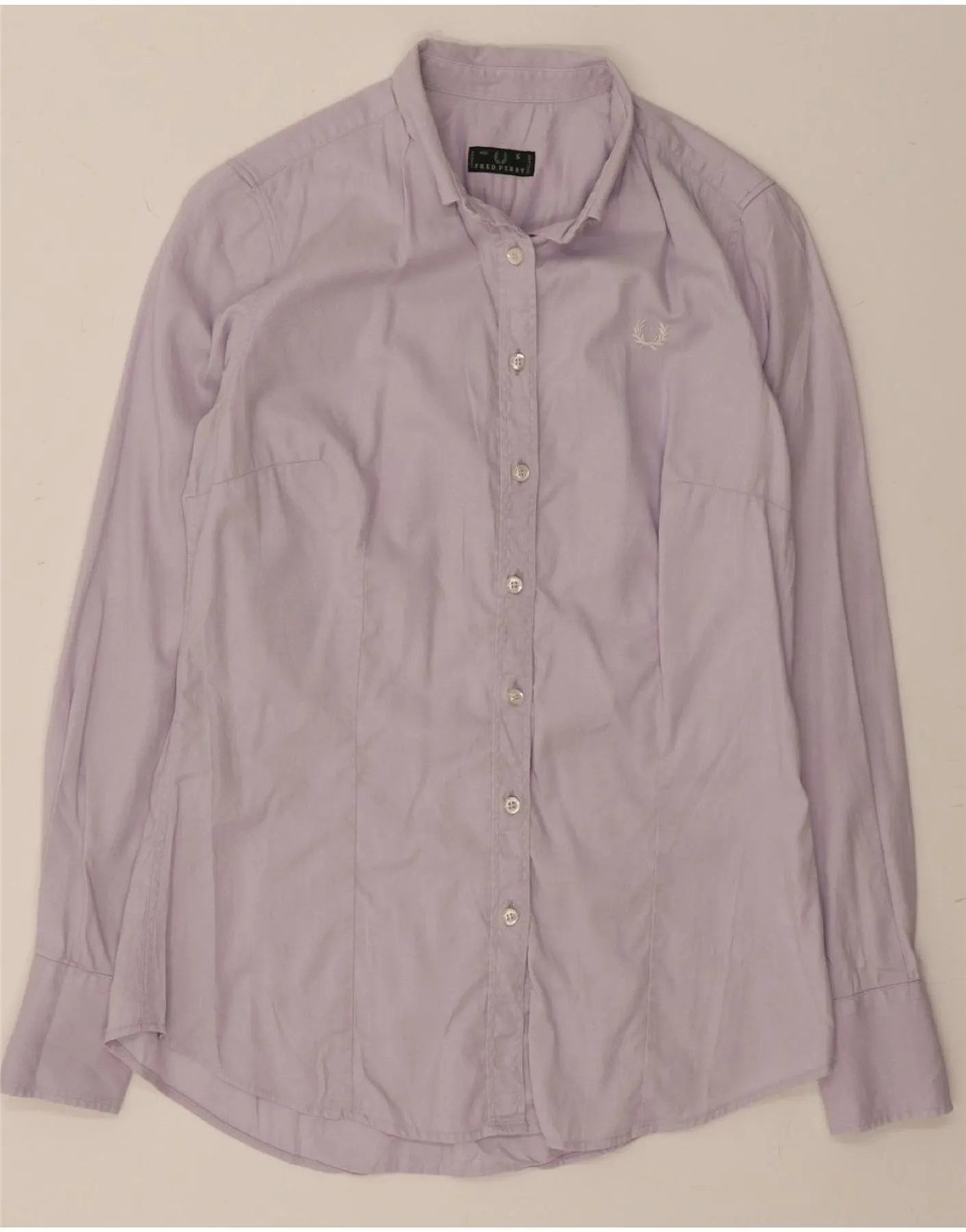 FRED PERRY Womens Shirt UK 10 Small Purple Cotton Evening Elegance Multi Functional Pockets