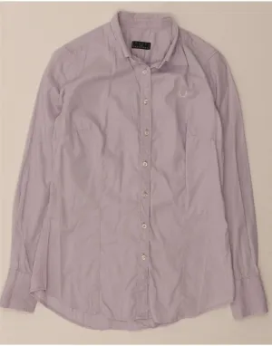 FRED PERRY Womens Shirt UK 10 Small Purple Cotton Evening Elegance Multi Functional Pockets