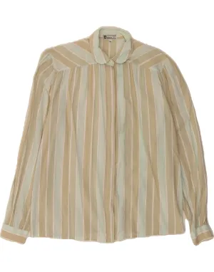 Elegant Finish All-day Comfort VINTAGE Womens Shirt IT 44 Medium Green Striped Cotton