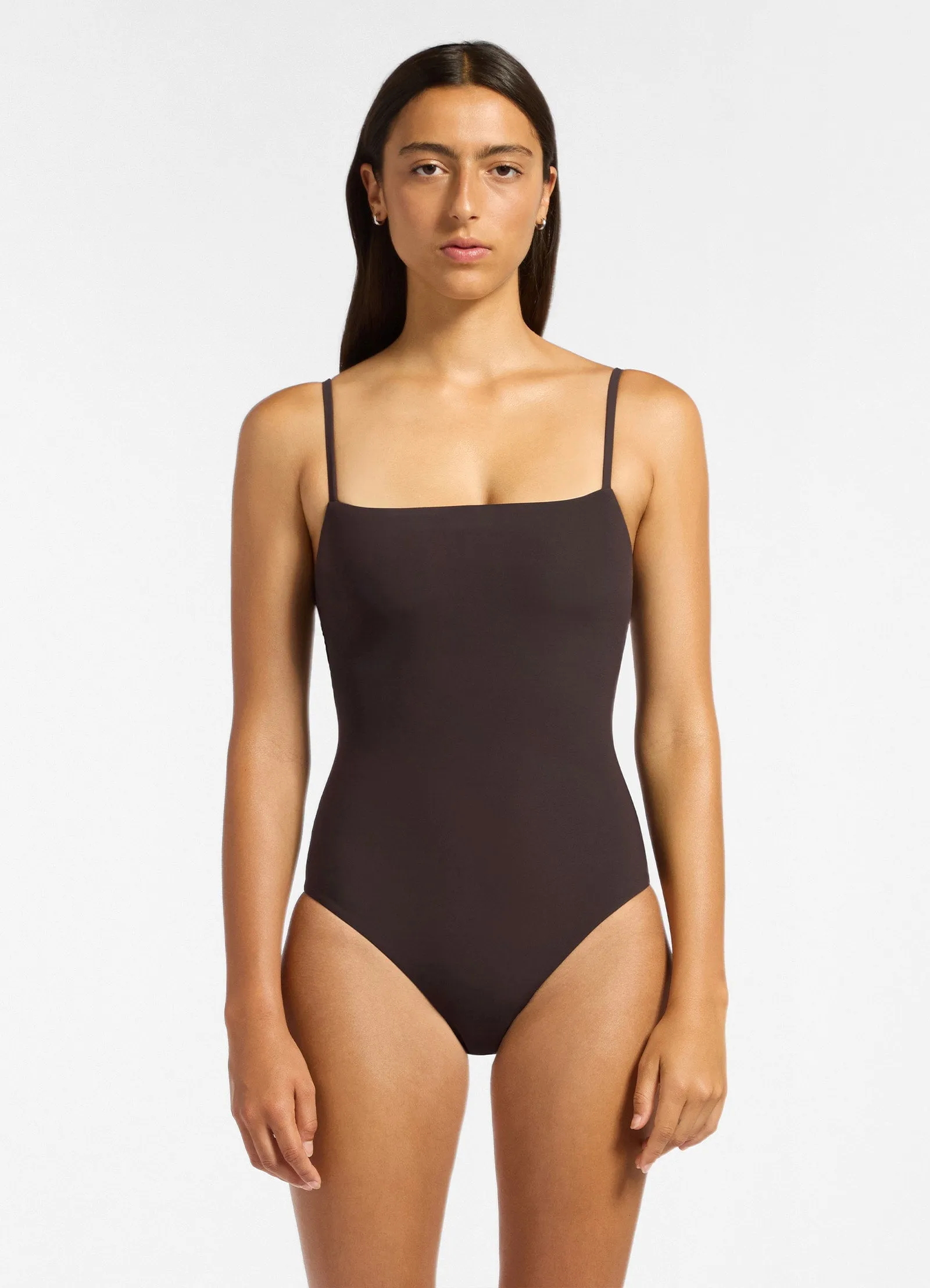Jetset Minimal Tank One Piece - Chocolate Anti Sand Pockets Coastal Style
