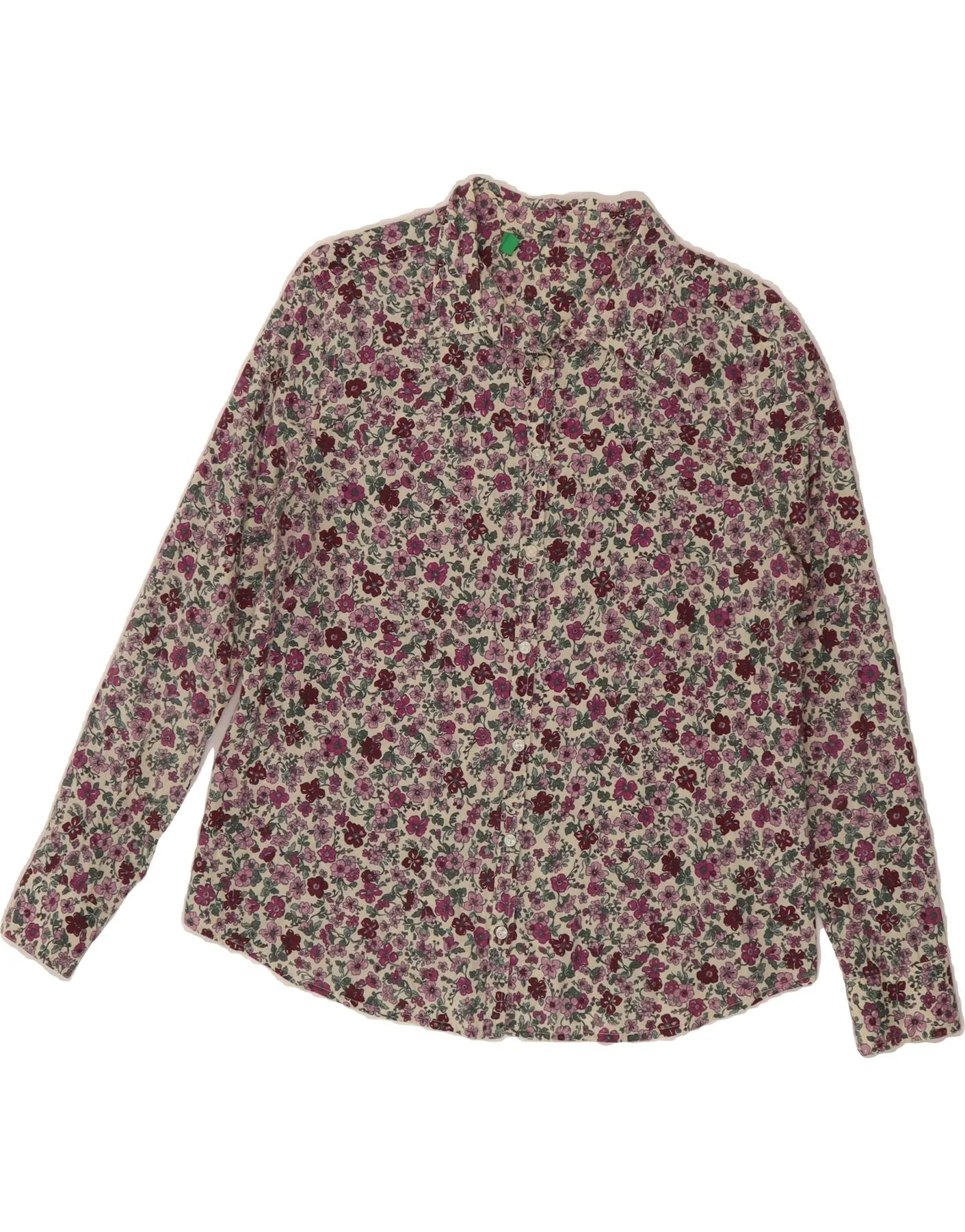 Holiday Gift Handcrafted Detail BENETTON Womens Shirt UK 14 Large Multicoloured Floral
