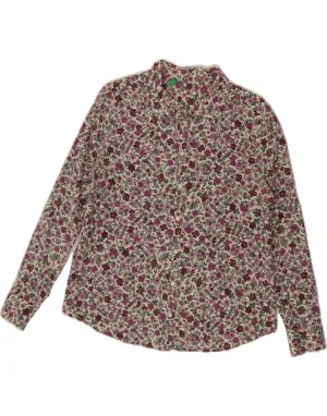 Holiday Gift Handcrafted Detail BENETTON Womens Shirt UK 14 Large Multicoloured Floral