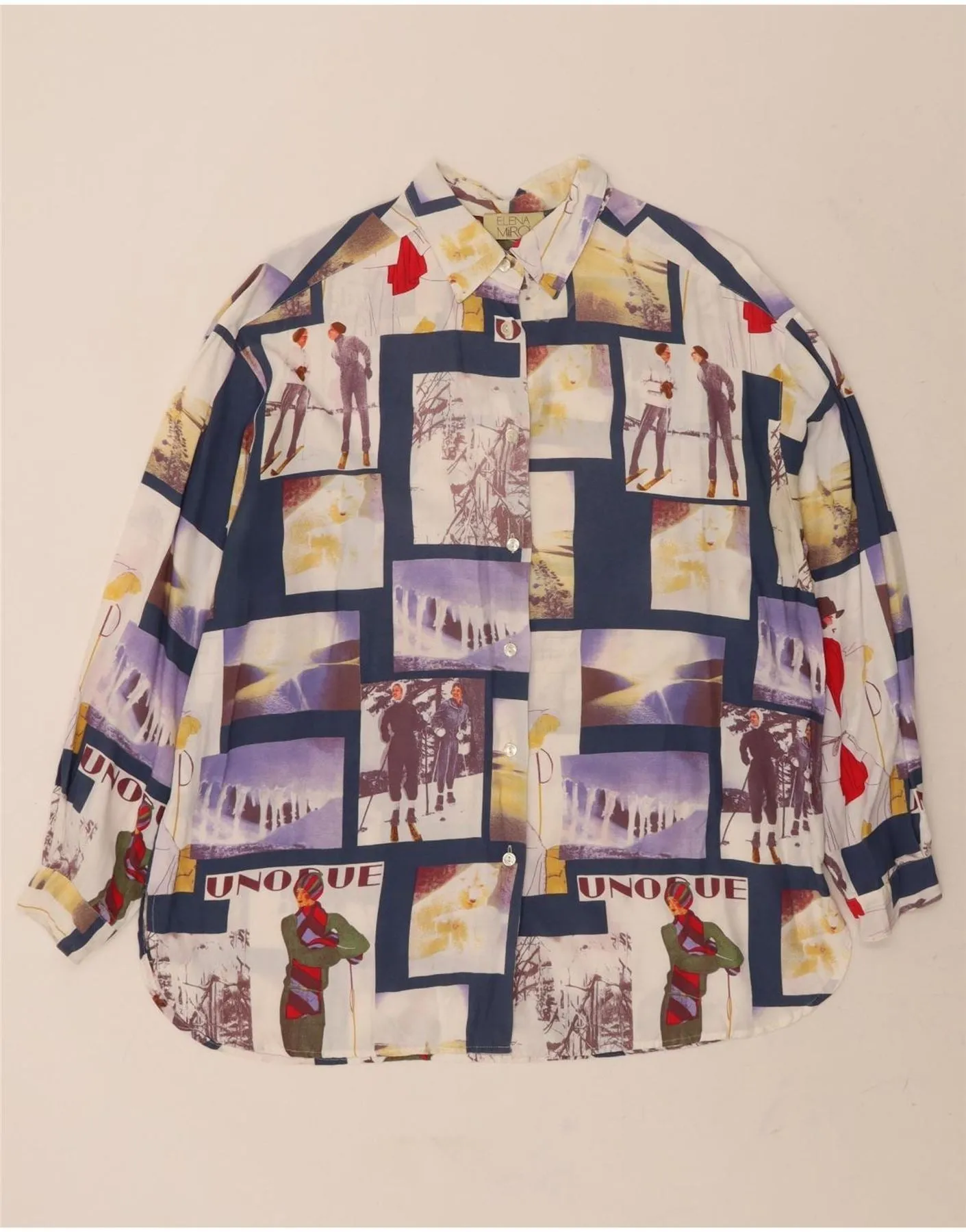 vacation wear ELENA MIRO Womens Shirt Blouse EU 41 Medium Multicoloured Patchwork