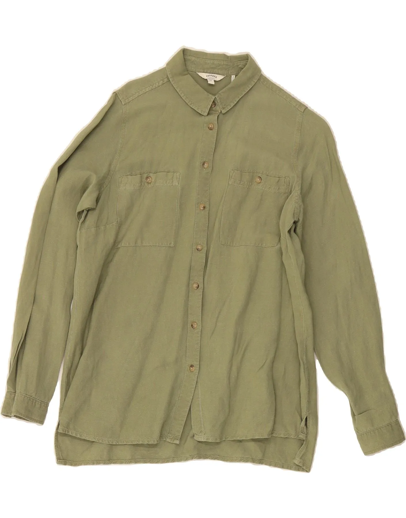 Structured Shoulder Support Sustainable Material FAT FACE Womens Shirt UK 14 Medium Green Linen