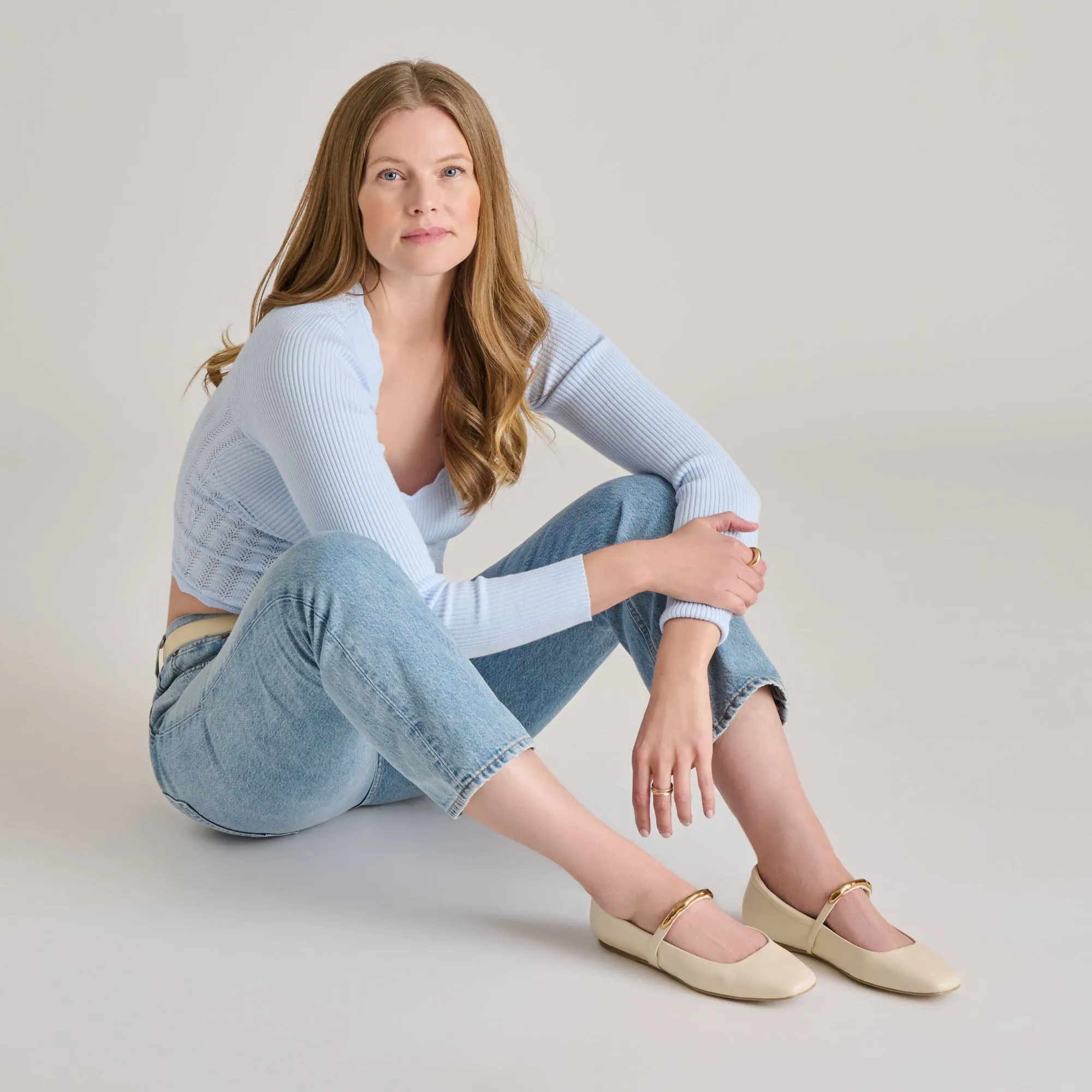 RADYA BALLET FLATS CREME LEATHER Roll Up Forest trail
