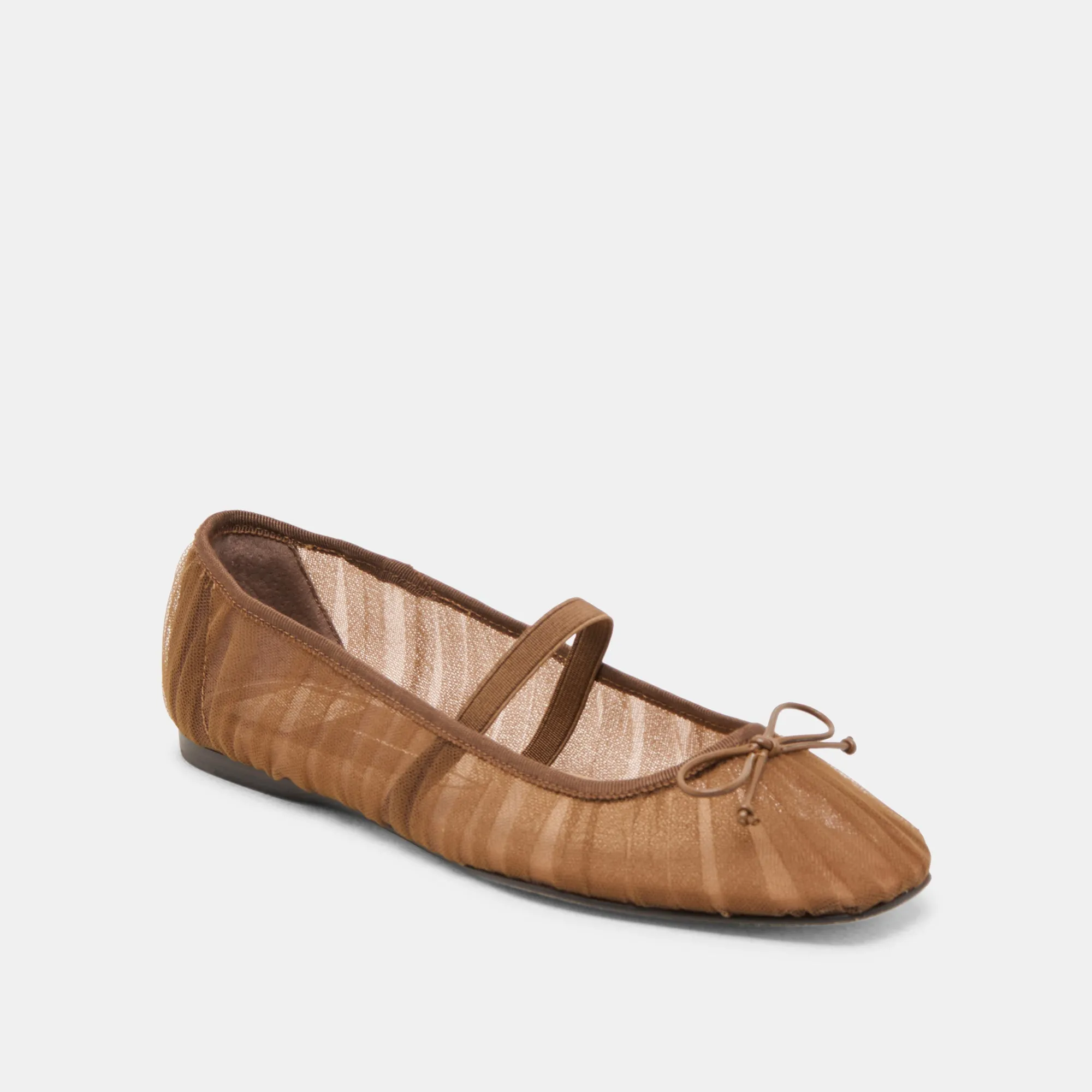 RAEVEN BALLET FLATS MID BROWN TULLE Peak Glow soft fit
