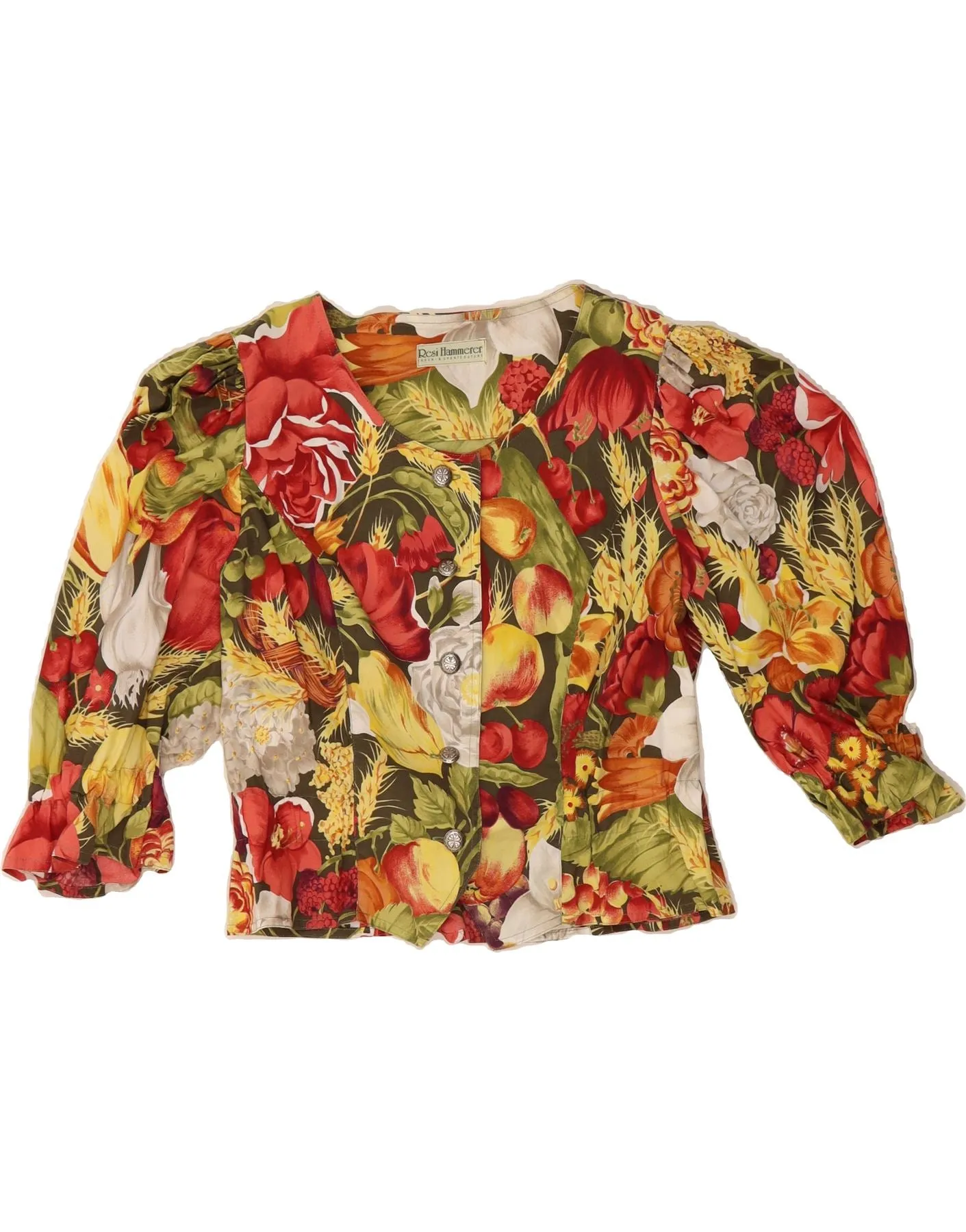 Anti Pill Technology Vintage Wash RESI HAMMERER  Womens Shirt Blouse IT 42 Medium Multicoloured Floral