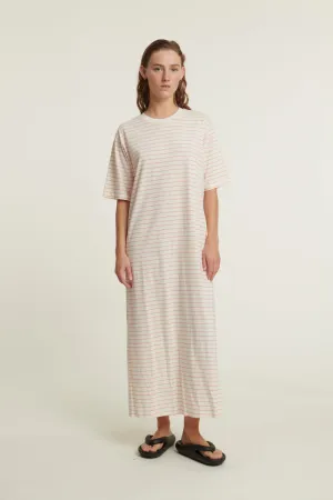 Button-Cuff Cruise-Wear Raja Striped Dress - Grenadine / whisper white