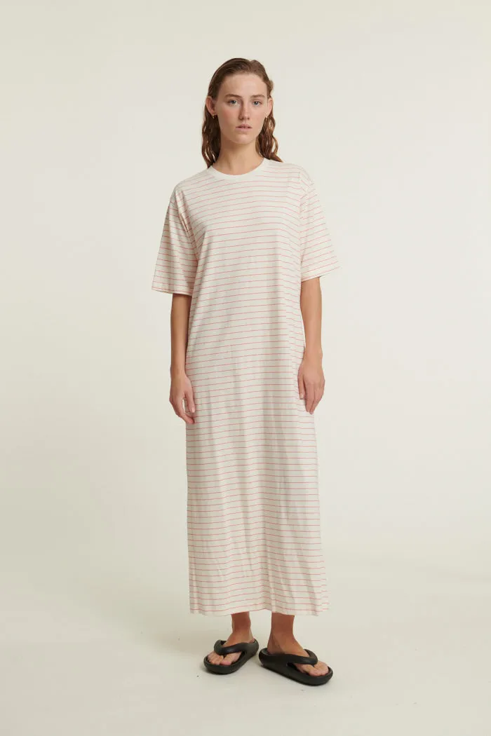 Button-Cuff Cruise-Wear Raja Striped Dress - Grenadine / whisper white