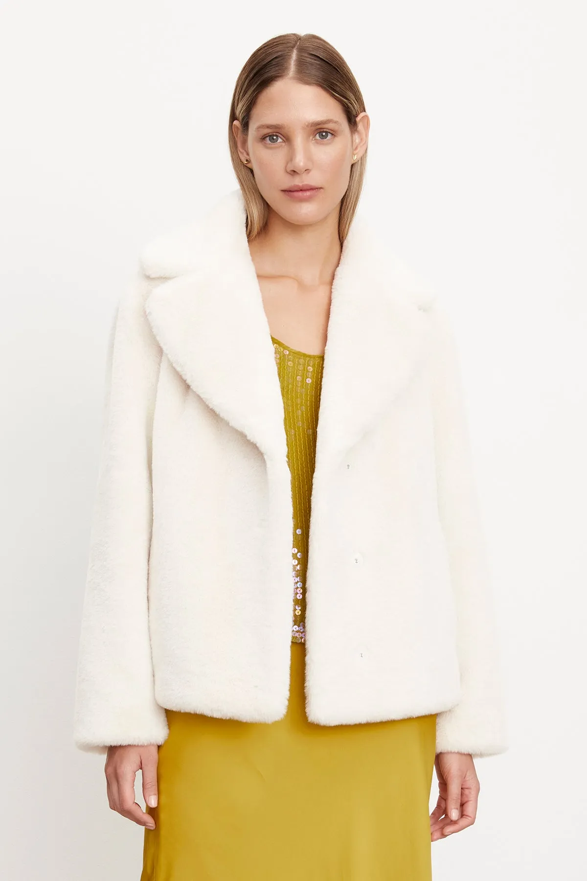 Bonded Seam Construction Polished Look RAQUEL FAUX LUX FUR JACKET