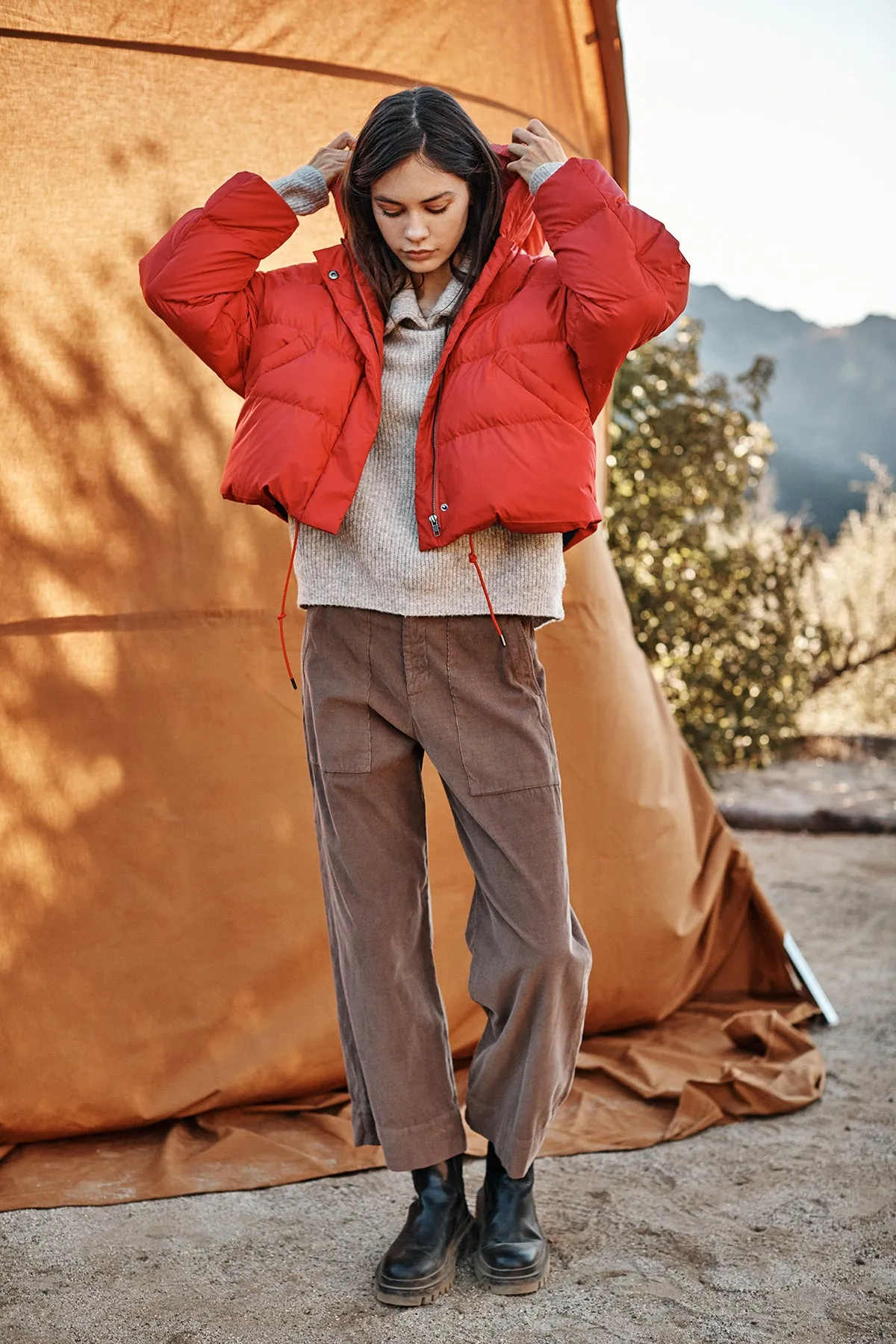 color block RAYLIN CROPPED PUFFER JACKET