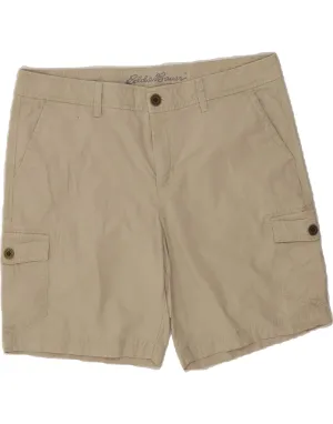 EDDIE BAUER Womens Cargo Shorts US 12 Large W36 Beige Check Cotton Wrinkle Resistant Finish