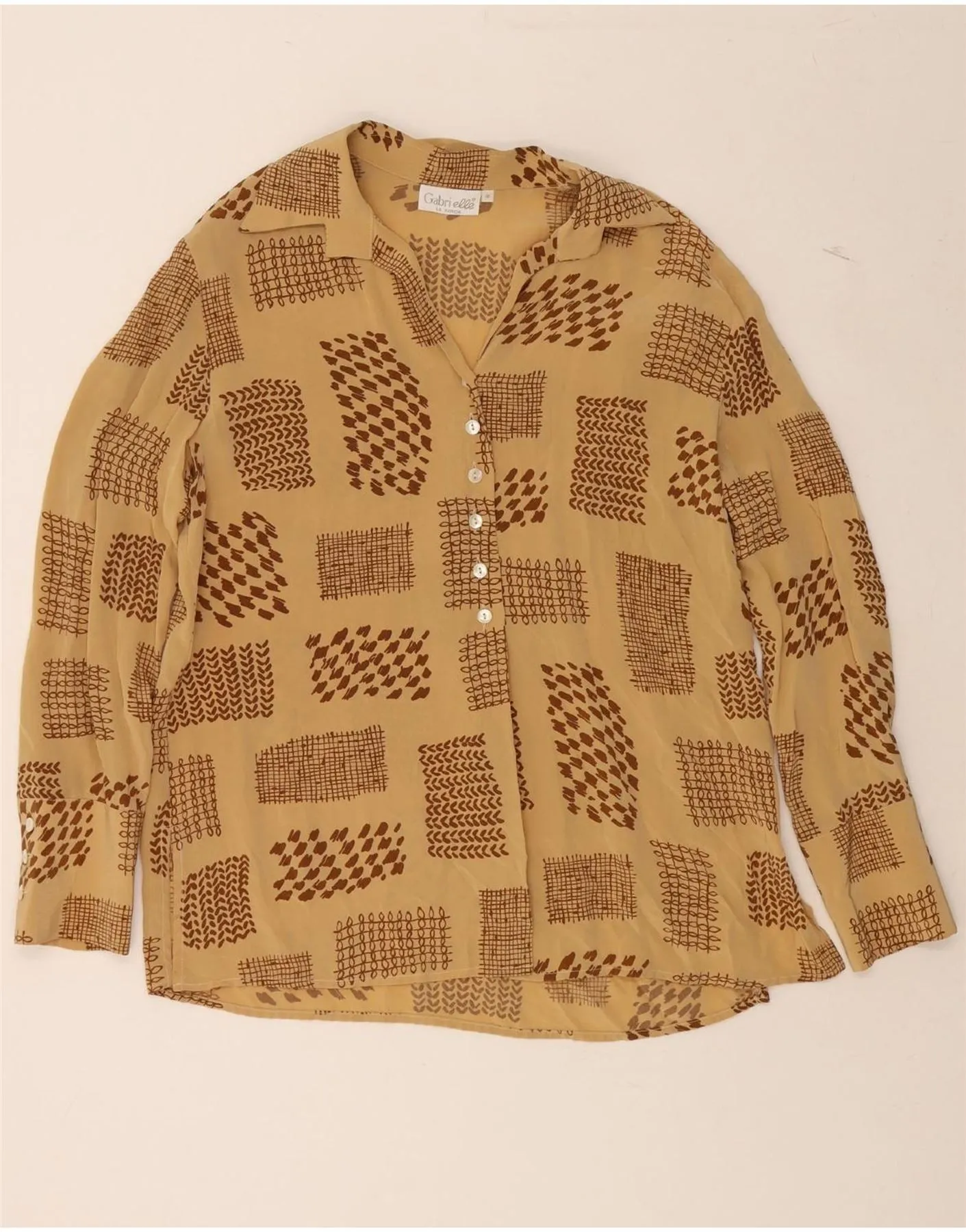 Sustainable Dye Process Tall Option GABRI ELLE LA CAMICIA  Womens Shirt Blouse UK 16 Large Beige