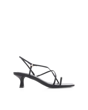 Embroidered Pink High Heels OTILIA - BLACK