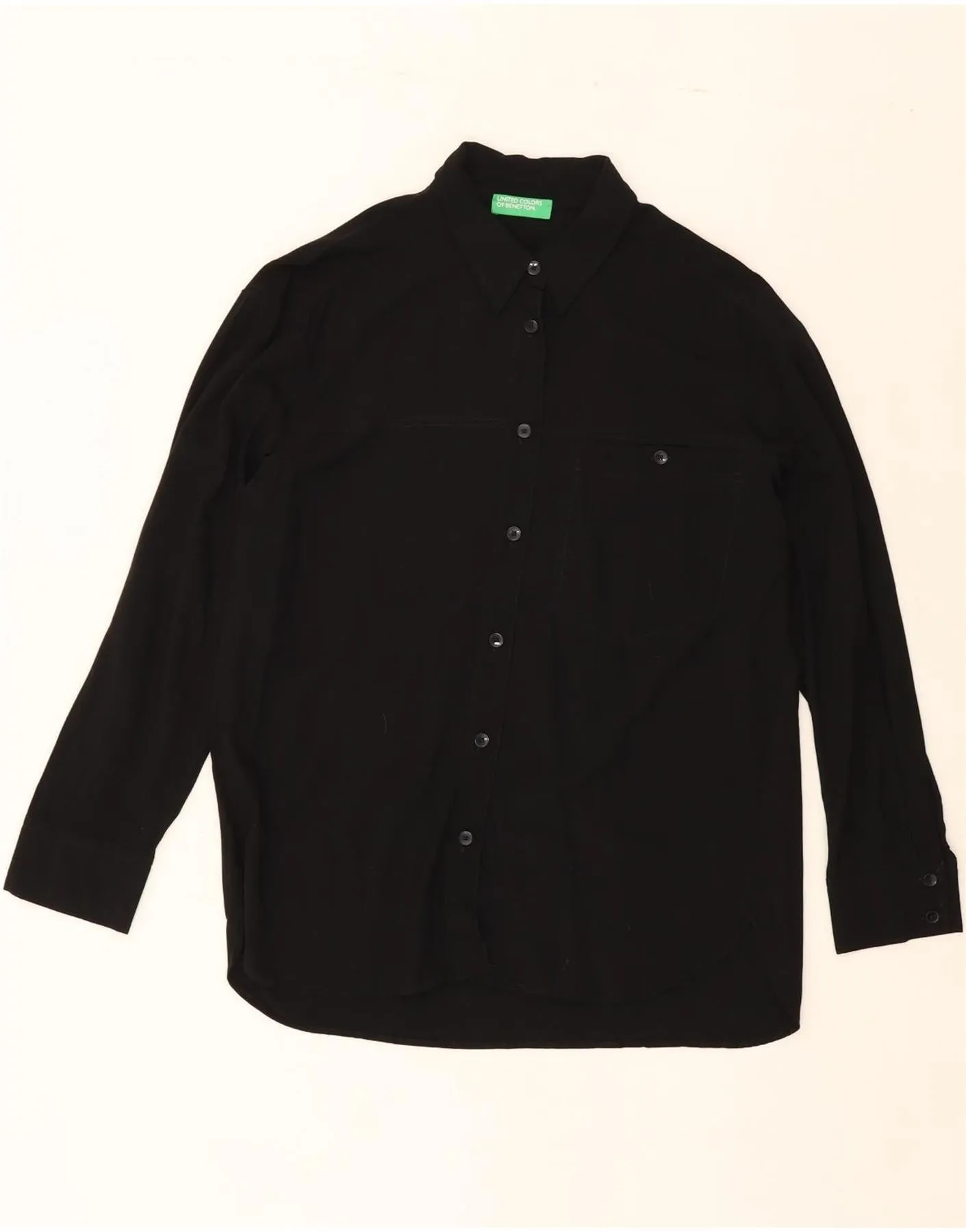 High-End Look BENETTON Womens Shirt UK 14 Medium Black