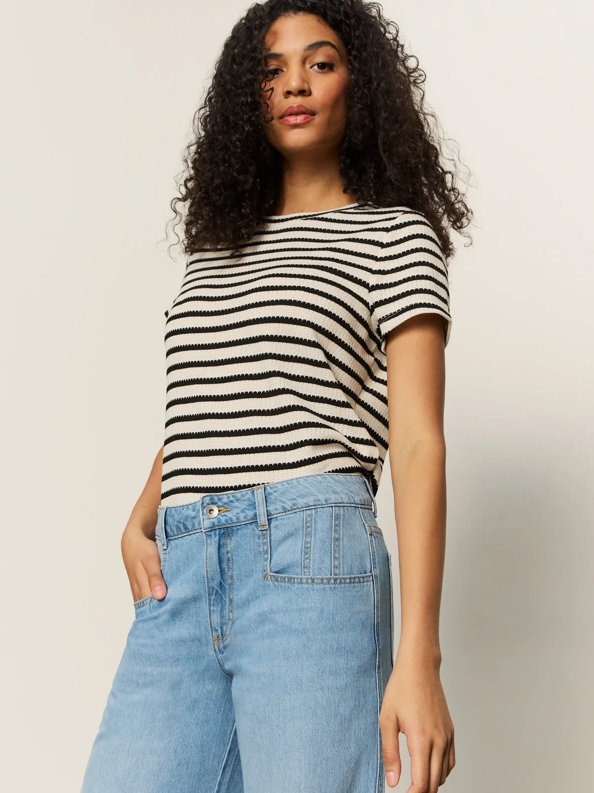 Highland Wide Leg Standard Rise Jeans Sail Away Chic Vibe