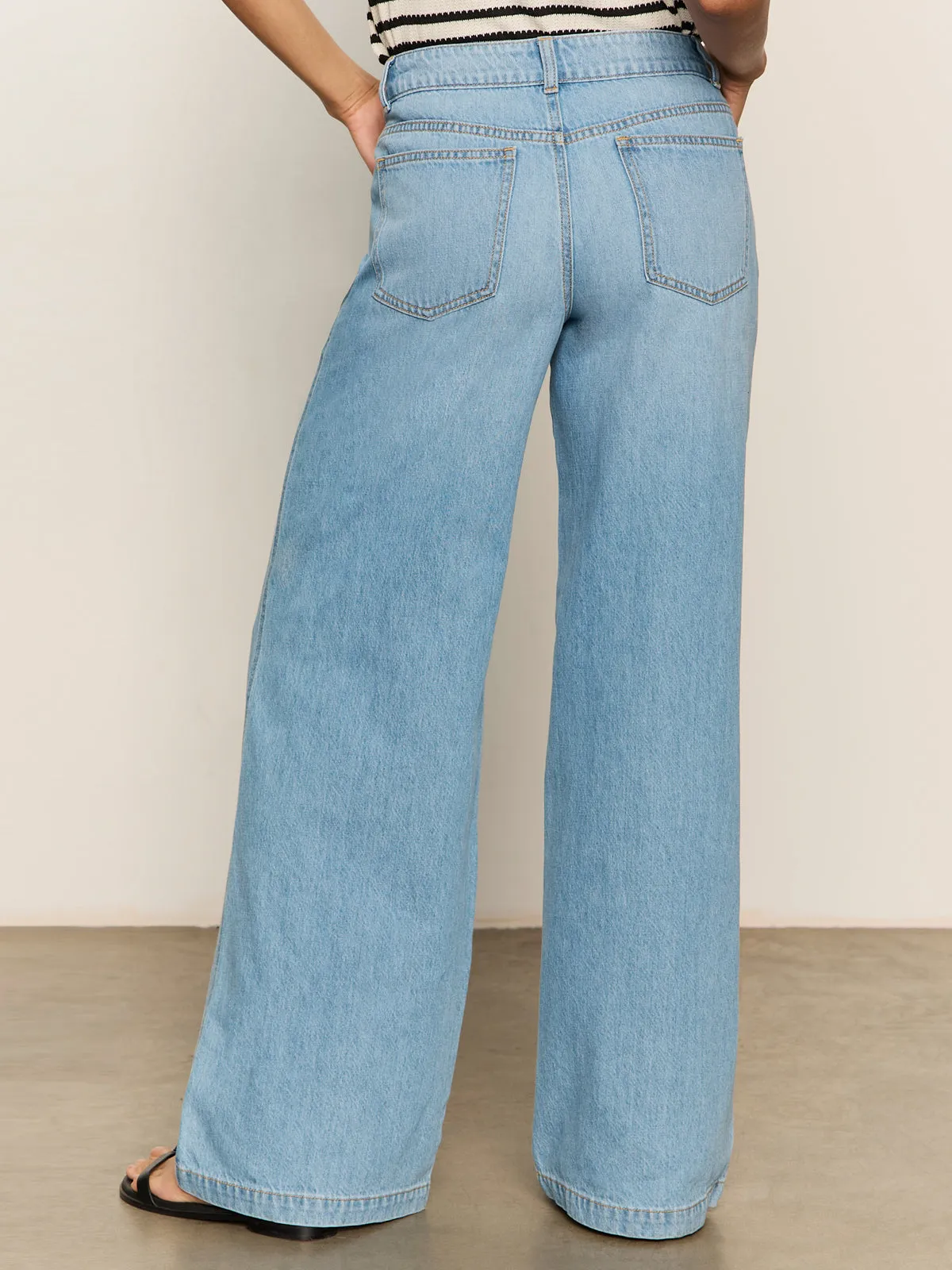 StaticResistantMaterial Cozy Material Highland Wide Leg Standard Rise Jeans Sail Away