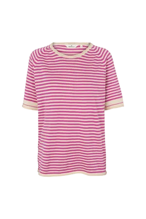 Gym clothing Soya SS Mini Stripe - Birch / Purple Orchid